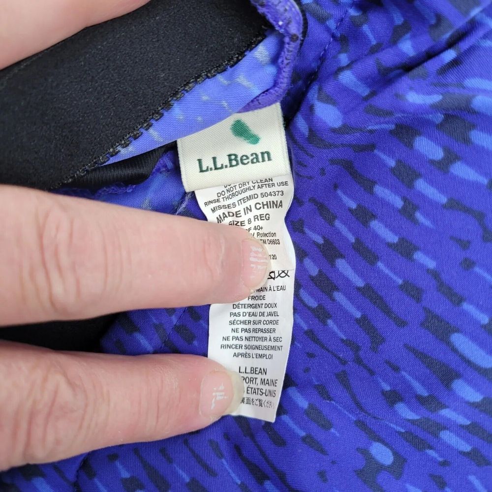 LL Bean Women's Size 8 Reg Blue Fitted Sleeveless Swim Top Tank Top - Picture 3 of 4